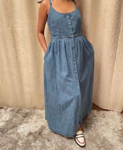 EE-Stunning Blue Denim One Piece Dress
