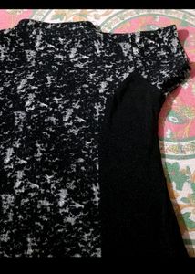 Black Maxi Dress with Floral Center Panel