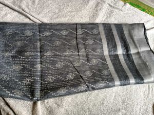 Elegant Gray &amp; Silver Sari