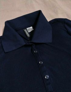 H&amp;M Ribbed Fitted Polo Tshirt ( women )