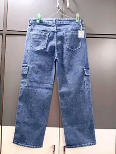 319. New Blue Denim Cargo Jeans
