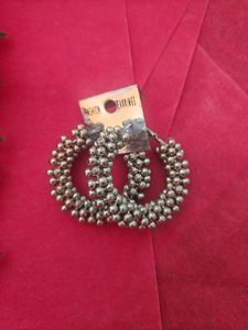Silver Beaded Hoop Earrings
