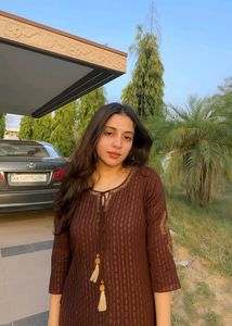 Brown Kurta with Golden Thread Embroidery !