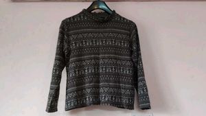 Patterned Mock Neck Top