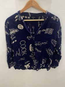 Navy Blue Print Blouse