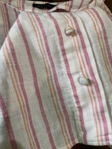 MARKS &amp;SPENCER Striped Flutter Sleeve Top