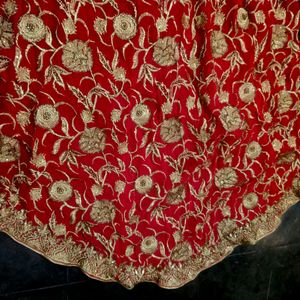 Red Fully Work Fishcut Frock