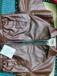 Zara Brown Faux Leather Jacket