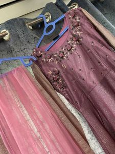 Elegant Mauve Embroidered Dress