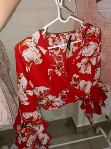 Cute Floral Red Top ❤️