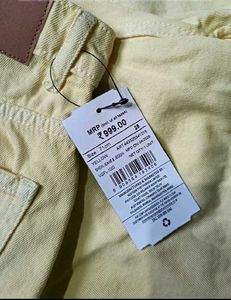 Yellow Wide Leg Denim Jeans