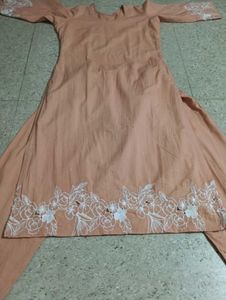 Peach Embroidered Kurta Set