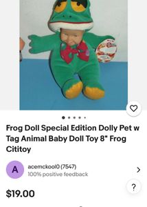 Frog Doll Special Edition Dolly Pet w Tag Animal B