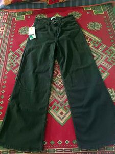 Olive Green Wide Leg Jeans