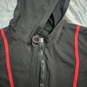 Red Trim Black Hoodie/ crop / goth /spiderman