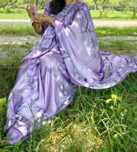 Elegant Purple Saree without blouse