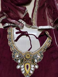 Anarkali Set With Coat Dupatta And Pant
