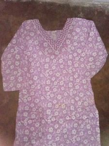 Purple/Lavendar White Kurta Cotton Set  Women Girl