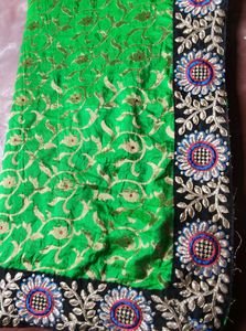 Full Body Work Red And Green Saree