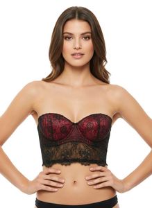 Clovia Lace Bustier - Red and Black