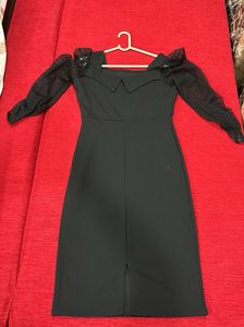 Women Sheath Solid Black Dress