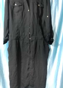 Black Button-Down Shirt Dress