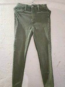 Studded Olive Green Skinny Jeans