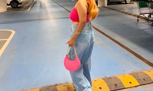 New Combo Outfit Wide High Jeans And Pink Bandeau
