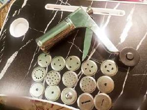 Blue Dinnerware Set New  and cookie press combo