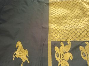 Back &amp;golden Pattusaree With Pri Cut Blouse