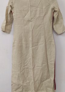 Anouk Women Beige &amp; Red Printed Straight Kurta