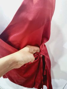Red Luxurious Satin Short Dress