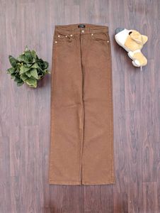 Brown Wide Leg Denim Jeans
