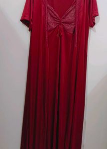 light Weight Maroon Satin Stretchable Nightwear