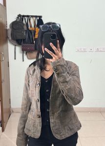 GAP Vintage 90s Brown Patchwork Jacket Blazer