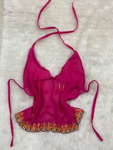 Pink Embroidered Halter Top