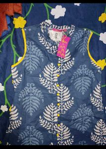 Navy Blue Sleeveless kurta