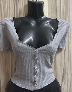 sexy Grey Ribbed Cardigan