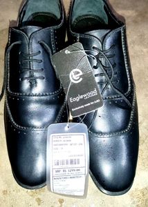 Eaglewood Men Leather Wing-Tip Oxford Black Shoes,