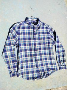 Men Check Shirt Blue