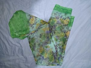 Floral Green Saree