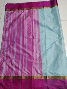 Blue With Pink Arani Soft Silk Saree....