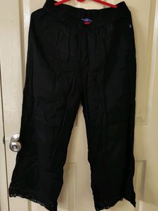 Black Cotton Palazzo/Straight Cut Bottom