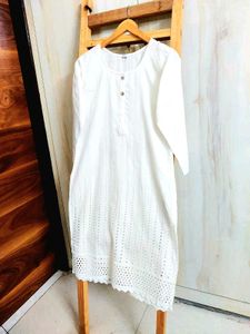 White Embroidery Work Kurti Size-34