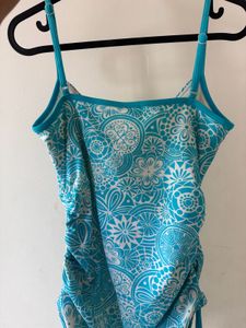 Ruched Blue Halter Top