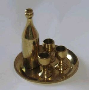 Vintage Brass Miniature Wine Set
