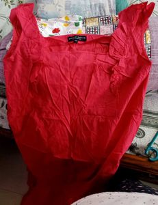 megenta Ruffle long dress