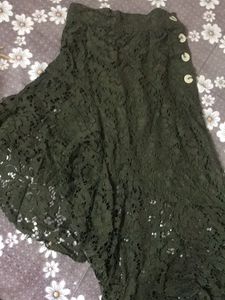 Olive Green Lace Skirt