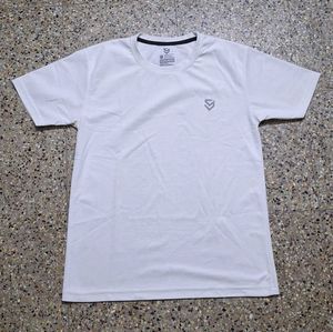 Half Sleeve White T-Shirt For Sports And Gym Wear.