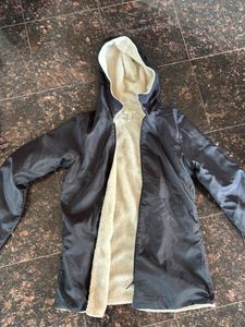 Fleece lined Black Hooded Jacket